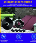 Front view of basement door weatherstrip kit: two coiled gaskets and four cap seal pads.
