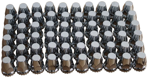 Chrome ABS Axle Cover Set For Semi Trucks Complete 2 Front 4 Rear With Hub Caps And 33mm Screw On Lug Nut Covers Fits Most 10 Hole 20 22.5 24.5 Wheels 11.25 Inch Bolt Circle Includes Installation Tool shown in rows