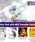 Person using Clear MEKP Peroxide Catalyst Hardener for Polyester Resin and Gelcoat in safety gear, showcasing safe use.