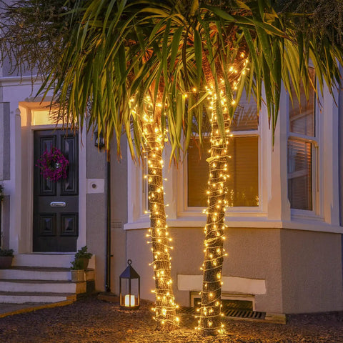 Bright 100 LED String Lights Indoor Outdoor 33 Ft With 8 Modes Warm White Plug In Connectable Fairy Twinkle Lights on trees