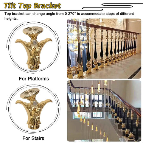 Hella Tough Aluminum Stair Balusters With Flexible Zero To Two Seventy Degree Pivot Bracket for various stair heights