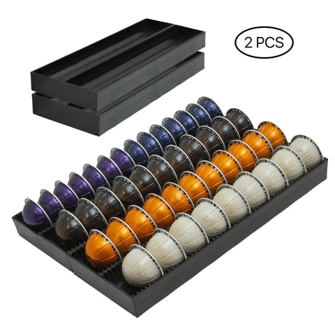 Nespresso Vertuo Pod Drawer Organizer For Countertop, Fits All Vertuo Capsules, 13.59 By 9 Inch Drawer Insert, 2 Pack with pods
