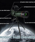 Diagram of Portable Auto-Focus Refractor Telescope With 80mm Aperture And 300mm Focal Length 4K Astrophotography Camera parts.