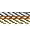 Round Head Framing Nails Three And One Half Inch Long Smooth Shank 22 Degree Plastic Collated Bright Finish For Use In 20 To 22 Degree Framing Nailer Guns 500 Count Box close-up