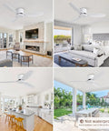 WINDBROOK Modern Ceiling Fan No Light, 42 Inch Black 3 Blade Ceiling Fan With Remote in a bright living room.