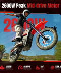 Rider jumping on an Off Road Electric Dirt Bike For Teens And Adults With A 2600W Peak Motor in action shot.