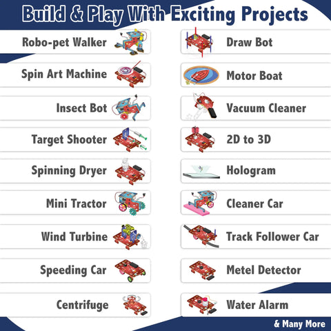 Project list from Over 200 STEM Projects Kit For Kids Aged 12 To 14 Build Mini Robots Electronics Circuits Magnetism Experiments And Engineering Challenges Awesome Hands On Robotics Gift For Curious Teens And Tween Makers