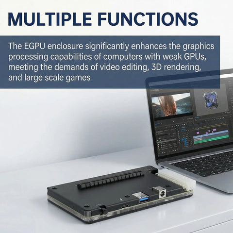 Level Up Your Rig With This Plug And Play External Gpu Enclosure Thunderbolt 4 Usb4 Pcie 16X Dock connected to a laptop.