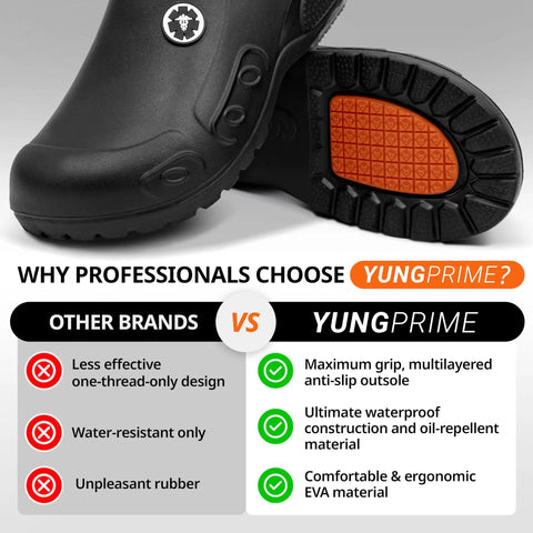 Solid Kickass Non Slip Work Clogs For Men And Women Slick Floor Proof Kitchen Nurse Gear With Plush Eva Insert Locked In Traction All Day Super Comfy Vibe