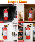 Beefed Up 5 Pound ABC Fire Extinguisher With Wall Mount Bracket in vehicle trunk, ideal for home and garage safety.