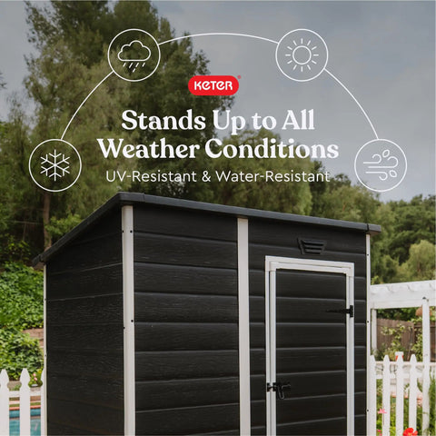 4x6 Resin Outdoor Storage Shed With 139 Cu Ft Of Space For Patio Furniture Garden Tools Bikes Beach Chairs And Lawn Mower