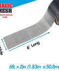 Heavy Duty Screen Repair Tape With Ultra Strong Adhesive For Windows Doors And RVs Quick Patch For Holes And Tears Instantly In Seconds No Joke Size 9 Ft By 2 Ft, black fiberglass mesh roll.