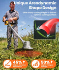 Man using a trimmer with 15 Pack Trimmer Spool Line Replacement For Weed Eater String Trimmers 0.065 Inch Refills Fits WG Series Models 12 Spools And 3 Caps Easy Install Durable Performance For Fast Lawn Edging; insert highlights abrasion resistance and fatigue strength.