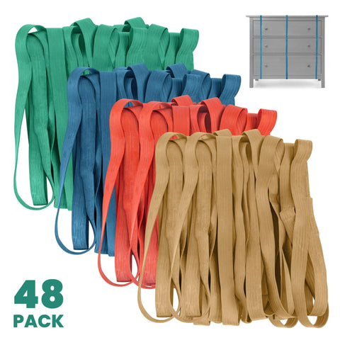 48 Pack Heavy Duty Mover Bands For Furniture And Moving Blankets Extra Large Rubber Straps Built Tough As Nails Industrial Strength