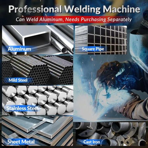 Powerhouse 8 In 1 Multi Process Welder For Aluminum And Steel, gas MIG MAG flux core welding various metal types.