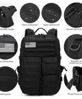 Rugged Tactical Backpack 25L 30L 35L 45L Waterproof Outdoor Daypack With Molle Gear And Multiple Pockets For Hiking Camping And Travel Black