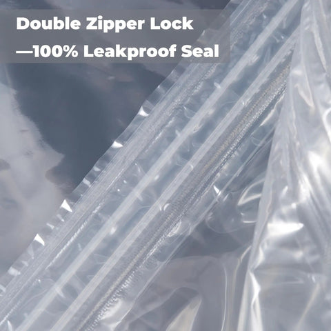 Close-up of extra large 24x32 inch sous vide turkey bags with double zipper lock, 3 pack vacuum seal bags for brining.