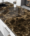 Brown Marble Peel And Stick Contact Paper For Countertops And Backsplash, Easy Peel And Stick Self Adhesive Vinyl Wallpaper on kitchen counter