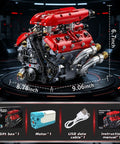V8 Engine Model Kit That Runs With Motorized Pistons, Car Engine Building Blocks Set For STEM Learning, 1370 pieces displayed