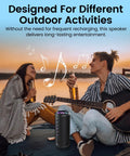Two people enjoying music outdoors with Portable Bluetooth Speaker With Bluetooth 5.4, 20W HD Loud Stereo Sound next to them.