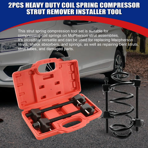 Macpherson Strut Spring Compressor Set Heavy Duty 2-Piece Coil Spring Remover And Installer Tool with case and springs