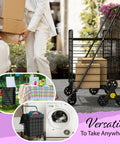 Stair Climbing Shopping Cart With Waterproof Basket Liner And 360 Degree Swivel Wheels beside loaded with boxes