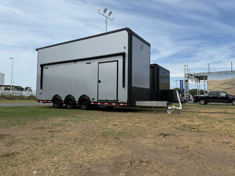 Heavy Duty Trailer Tug Man Moves Rv And Boat Trailers Up To 20K Lbs Capacity With 3500 Lb Tongue Weight Max parked on grass.