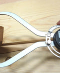 Person using 8 Inch Digital Outside Caliper With Big Readout, Switch Between Inch, Metric Or Fraction, Handy Hold Function on wood.