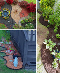 Durable Flexible Landscape Edging Border Kit 49 Feet Long 3 Inch High With 75 Metal Stakes HDPE in garden use, defining flower beds.