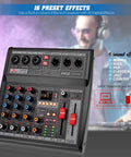 DJ Audio Mixer Pro 3 Channel Controller With 16 Preset Effects USB Interface 3 Mic Line Inputs 48 Volt Phantom Power Built In FX Processor