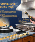 Supercharged 2500W Handheld Steam Cleaner With Three Heads And One Liter Tank Fires Up In Twenty Seconds On countertop.