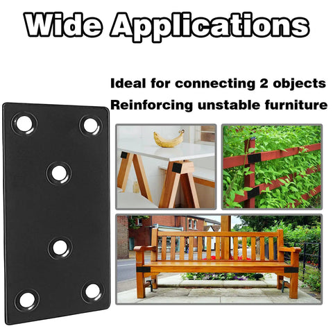 Thirty Five Pack Pro Grade Three Point One Inch Black 304 Stainless Steel Mending Plates Solid Joining Brackets For Wood Fixups And Fence Jobs Built Tough Indoors Or Outdoors With Zero Rust Worry