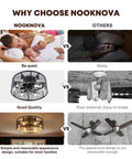 Comparison of Nooknova and other ceiling fans, highlighting Dope 18 Inch Flush Mount Ceiling Fan With Lights Low Profile Black Industrial Cage Fixture For Bedroom And Kitchen Small Farmhouse Style With Mesh And Rhombus Design And Built In Recessed Invisible Blades as quiet and good quality.
