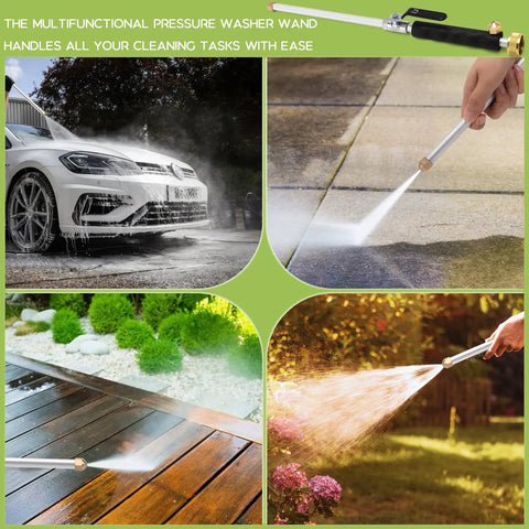High Pressure Washer Wand 2-In-1 Power Washer for Garden Hose with 65 Degree Fan Nozzle and 0 Degree Straight Nozzle in use