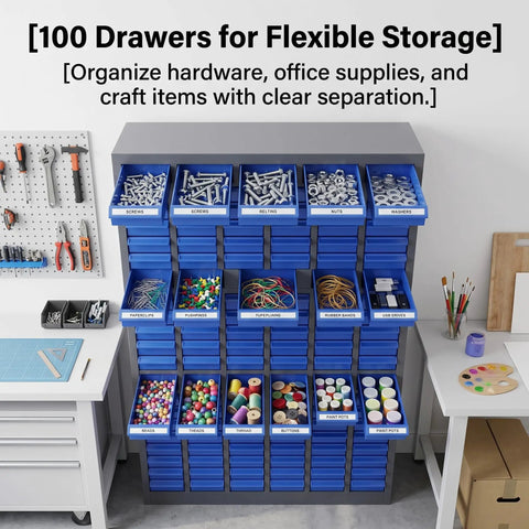Heavy Duty 100 Drawer Rustproof Metal Hardware Organizer For Screws Bolts Fittings Fasteners With Industrial Grade Corrosion Resistant Build Keeps Your Shop Badass Organized And Looking Sharp