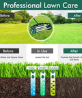 Infographic showing benefits of Rolling Lawn Aerator With 3 Piece Long Steel Handle And Fender 18 Inch Rotary Push Tine Spike Tool