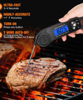 Ultra Fast Digital Meat Thermometer For Cooking Grilling Baking Frying And Candy Making Instant Read In Seconds Dead On Accurate To 2 Degrees Fahrenheit Or Celsius Perfect Kitchen Gadget Gift For Men Women Dad Mom measuring grilled steak temperature