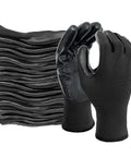 Pack of nitrile coated work gloves with superior oil resistance and strong grip for auto garage, workshop, gardening, and mechanic tasks.