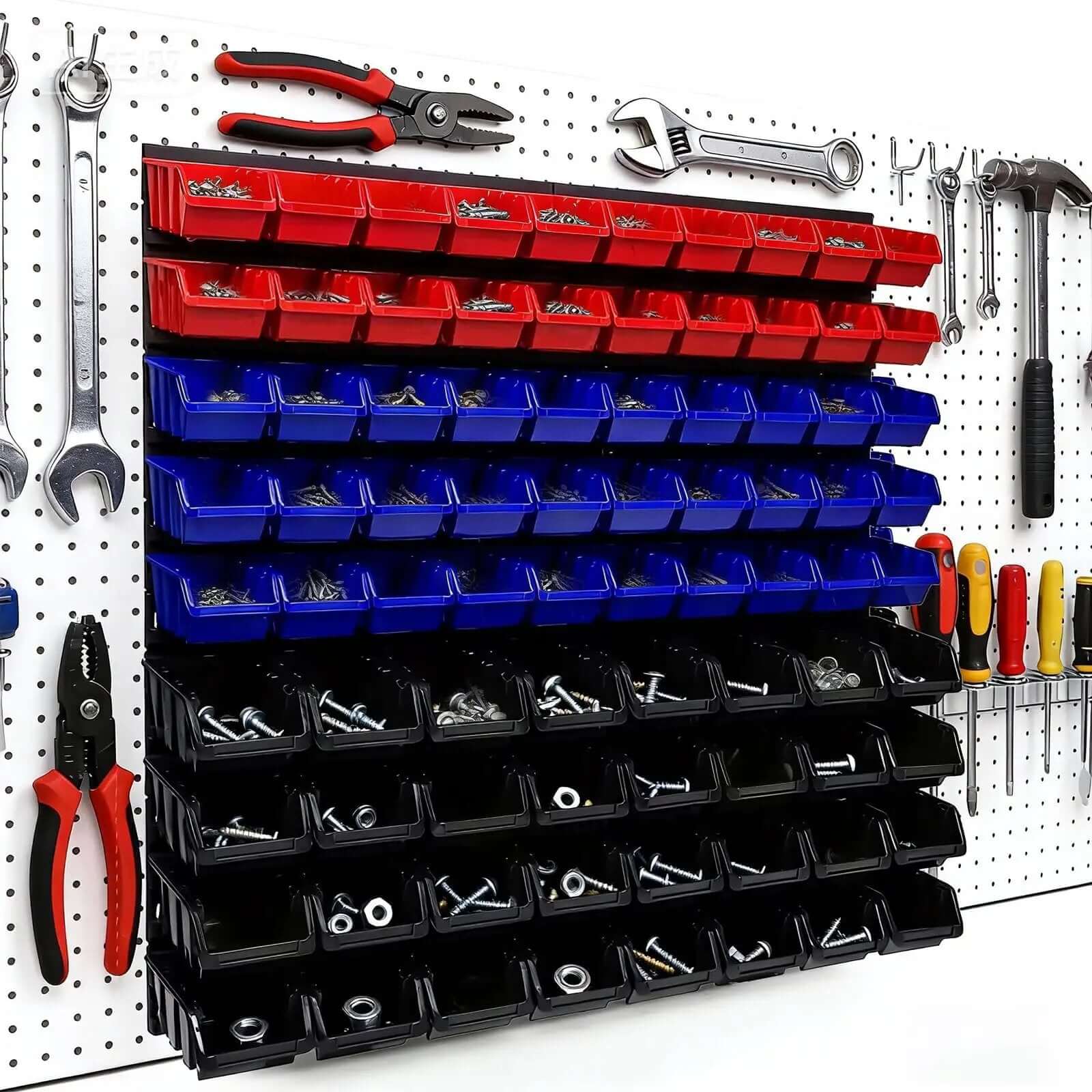Wall Mounted Garage Storage Bin Kit 94 Pc System ✓