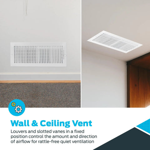 Heavy Duty 16 By 6 Inch Duct Opening Air Vent Cover For Wall Or Ceiling With Two Way Airflow Solid Steel HVAC Register