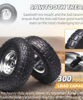 4 Pack 10 Inch Tough As Nails Replacement Tire And Wheel For 4.10/3.50-4 With 10 Inch Inner Tube, sawtooth tread design