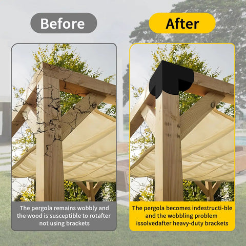 Heavy Duty 3 Way T Shaped Pergola Brackets For 4x4 Wood Beams 3.5x3.5 Actual Size With Hardware Outdoor Gazebo Hammock Support Weather Resistant Steel Matte Black Finish 2 Pack
