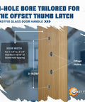 Legacy Sliding Glass Door Offset Latch Gold Handle Set Replacement Eight And One Half Inch Escutcheon Plate Fits Three And Fifteen Sixteenths Inch Screw Hole Spacing And One And Quarter To Two And Quarter Inch Door Thickness Sash Controls 2265 diagram indicating screw hole spacing.