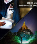 Ultra Bright Tactical Flashlight 2 Pack Mini LED illuminating notebook and distant temple at night, highlighting dual functionality