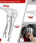 Two Pack 90 Degree Offset Long Nose Locking Pliers Set 7 Inch And 11 Inch Heavy Duty Locking Pliers with wide jaw and grip