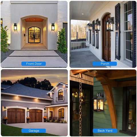 Multiple views of Motion Sensor Outdoor Wall Lights With Dusk To Dawn Sensor PIR Technology Anti Rust Aluminum Waterproof Porch Lanterns.