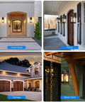Two Pack Motion Sensor Outdoor Lights With Dusk To Dawn LED Exterior Wall Sconces In Black, Front Door, Porch, Garage, Back Yard