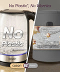 No Plastic Water Contact Electric Kettle With Wide Mouth Borosilicate Glass 1.7L, highlighting no plastic water contact feature.