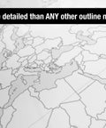 Detailed section of Massive Laminated World Outline Map Poster 36 By 24 Inches, ideal for classrooms or home study.