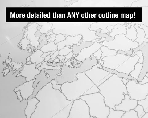 Detailed section of Massive Laminated World Outline Map Poster 36 By 24 Inches, ideal for classrooms or home study.